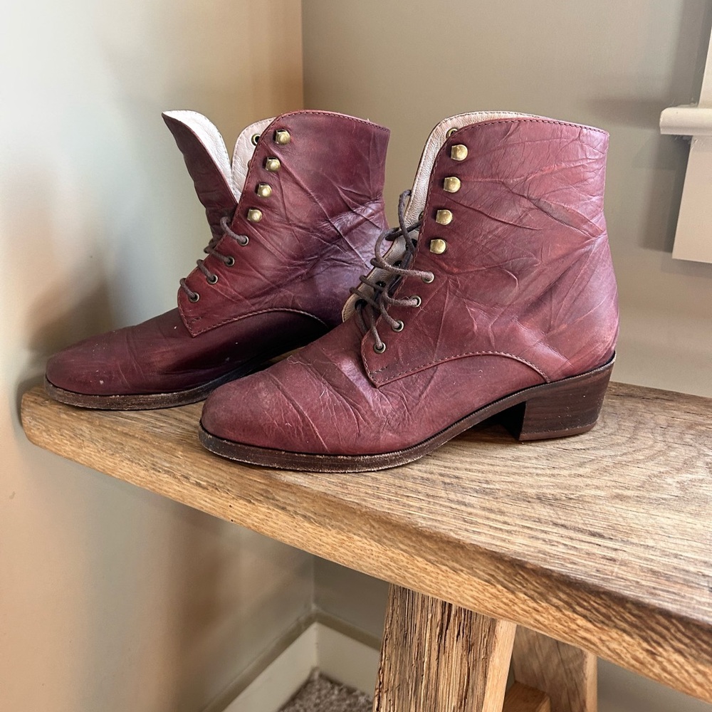 Brown Lace-Up Ankle Boots